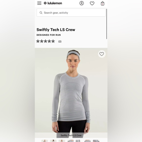 lululemon athletica Swiftly Crew in black and white stripe size 6 - Picture 2 of 11